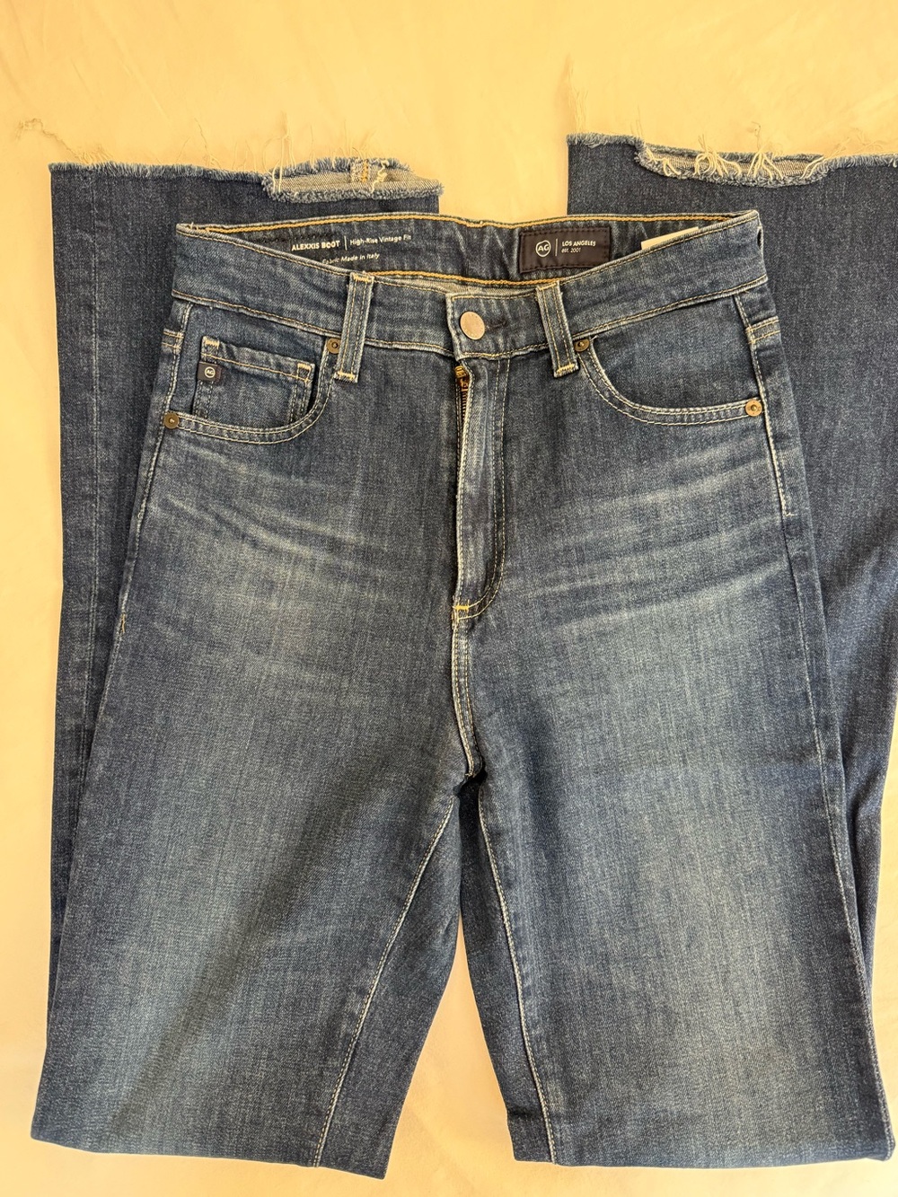 Ag Adriano Goldschmied ALEXXIS BOOT Straight Leg Jeans in Medium Dark Blue Wash